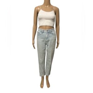 High rise MOM jeans light washed straight cut denim